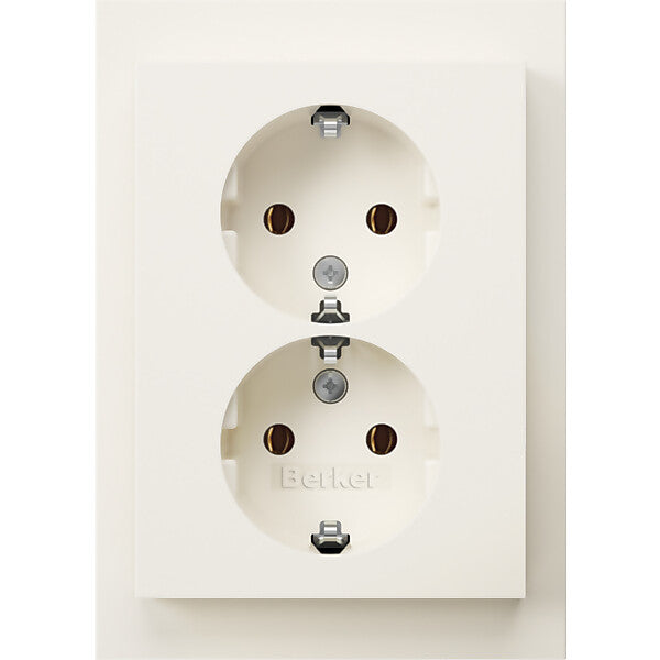 Hager/Berk Doppelsteckdose SCHUKO K.1 polarweiß glänz. 47747009